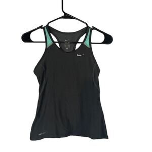 Nike Black & Teal Green Racerback Athletic Casual Tank Top Women Sz XS